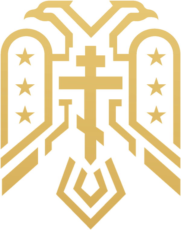 Stikarry emblem: a double-headed eagle bearing the Orthodox cross